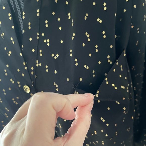 Attention Black & Gold Blouse Size Large - Picture 3 of 11
